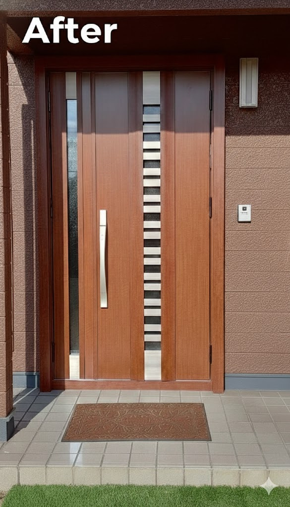 原木工所の「家の顔」が見違える。1日のリフォームで叶える理想の暮らしの施工後の写真1