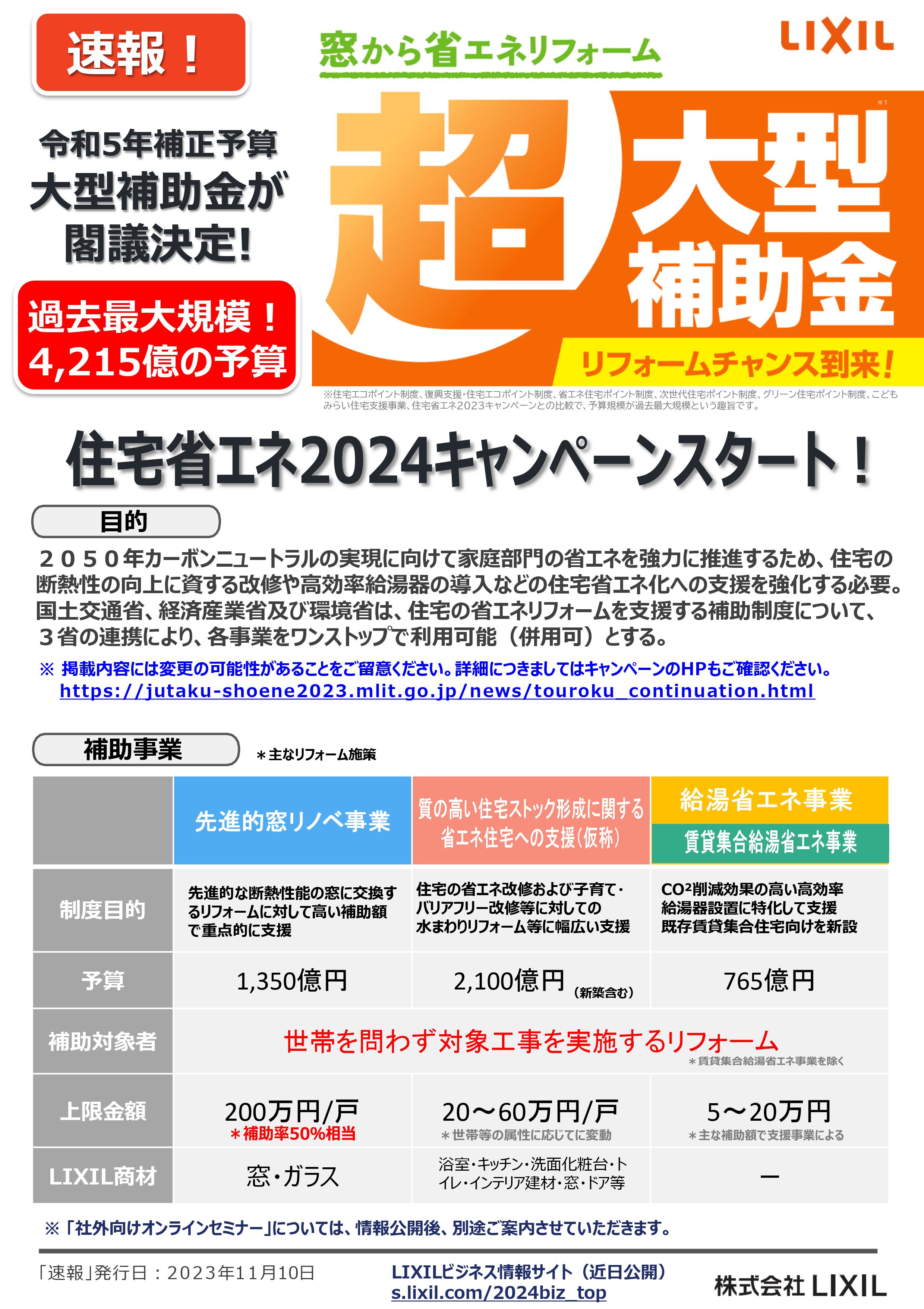 速報！令和5年補正予算 大型補助金閣議決定‼ パートナー鷹取店のブログ 写真1