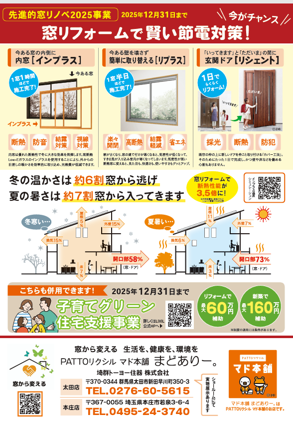 お困りごとは何でもご相談下さい！！ まどありー。本庄本店のイベントキャンペーン 写真2