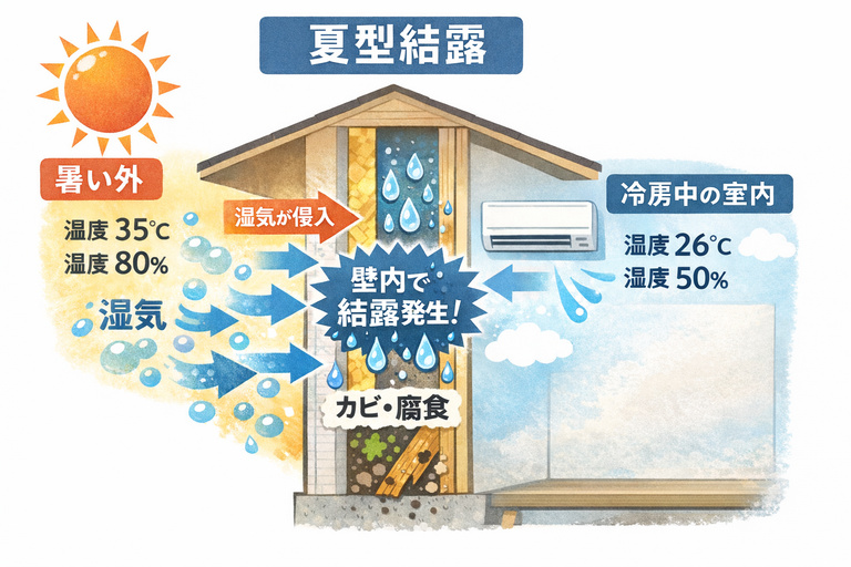 夏型結露とは？なぜ起こるのか、正しい対策方法を解説 REマド本舗 出雲店のブログ 写真2