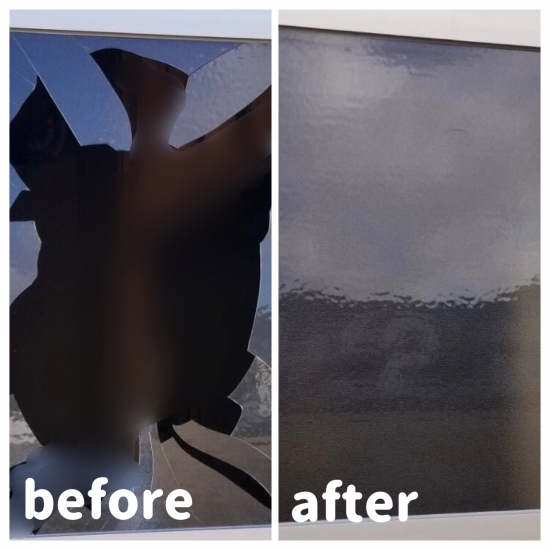 エスエヌジー高松のガラス割れ替え施工事例写真1
