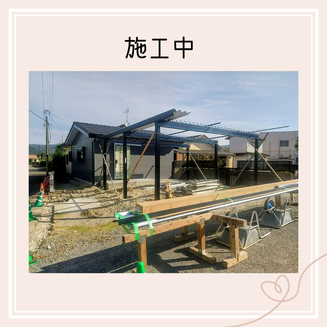 江﨑の＼風に強い／　カーポートSW２台用奥行延長を取付しました！の施工前の写真2