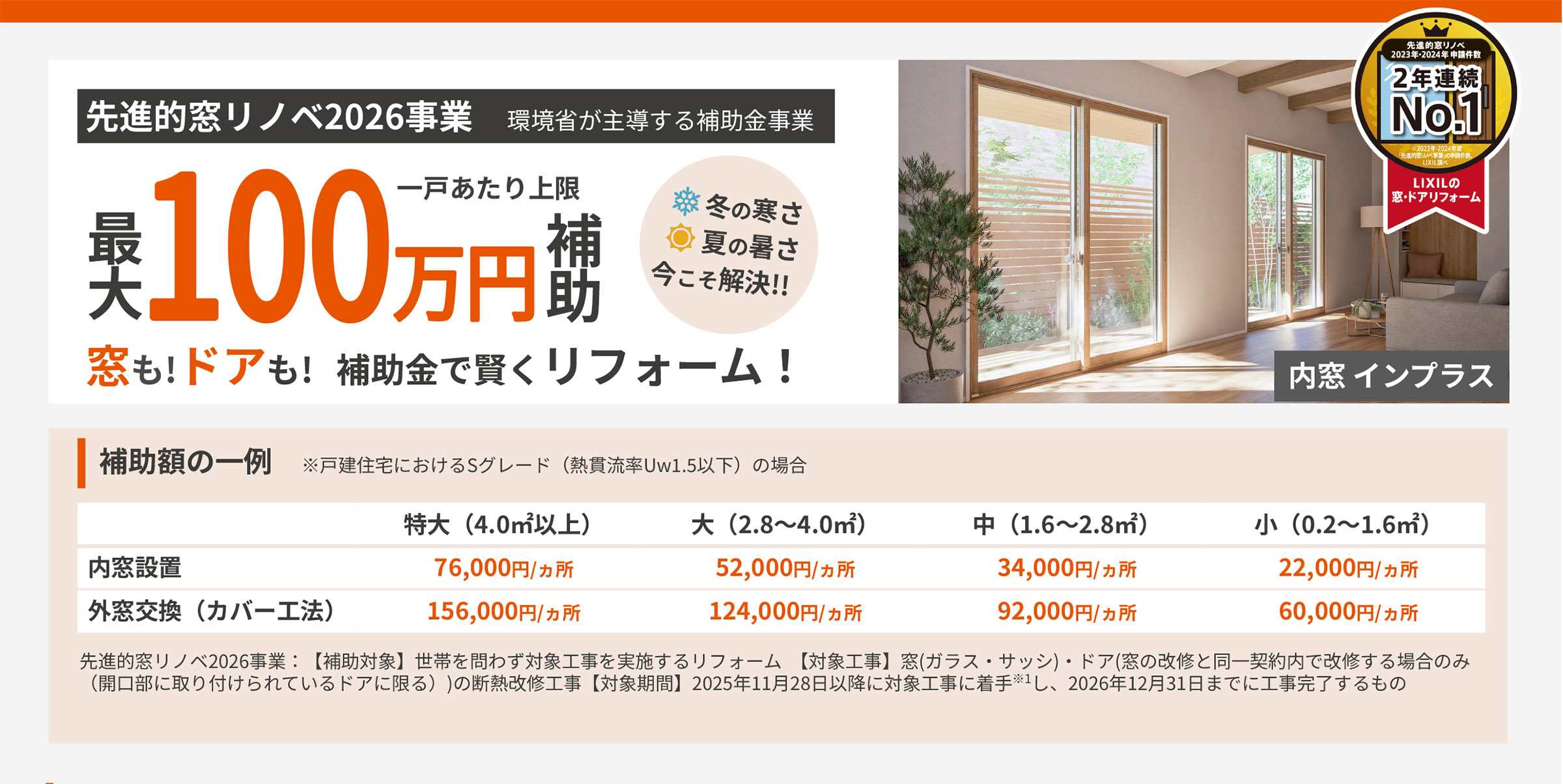 超大型補助金 「先進的窓リノベ」2026年も継続決定!! 三次トーヨー住器のイベントキャンペーン 写真1
