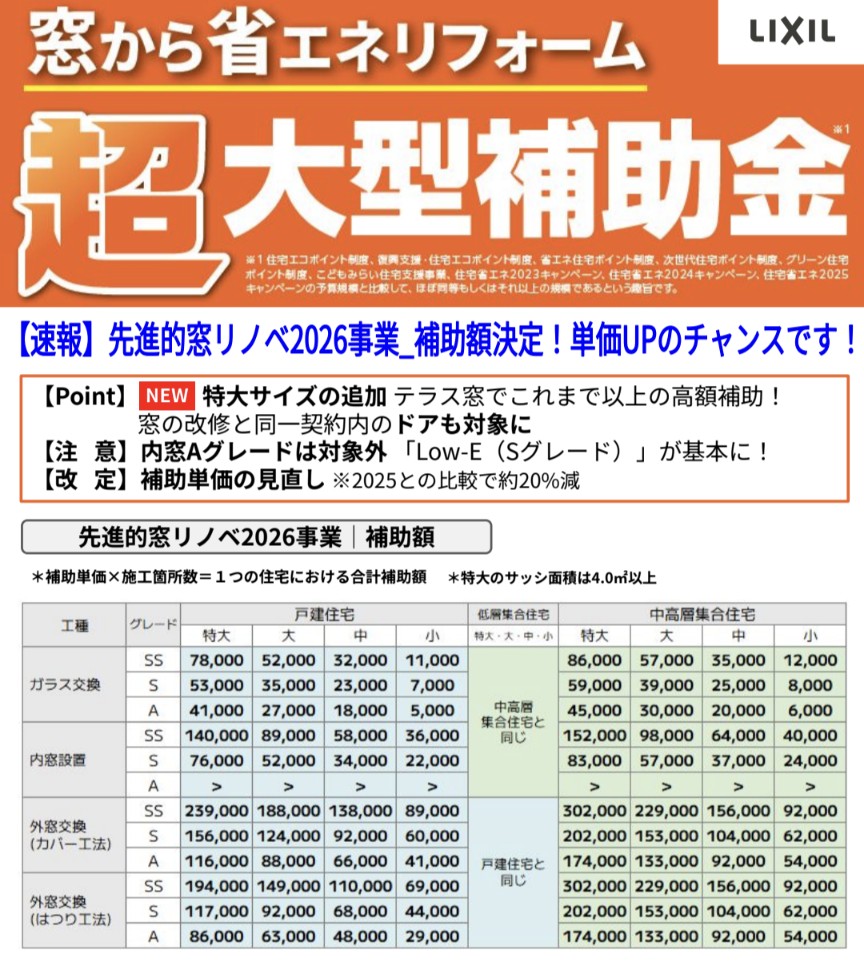 2026年も窓の補助金継続決定！！｜クリマ｜横手市｜窓・玄関ドア
