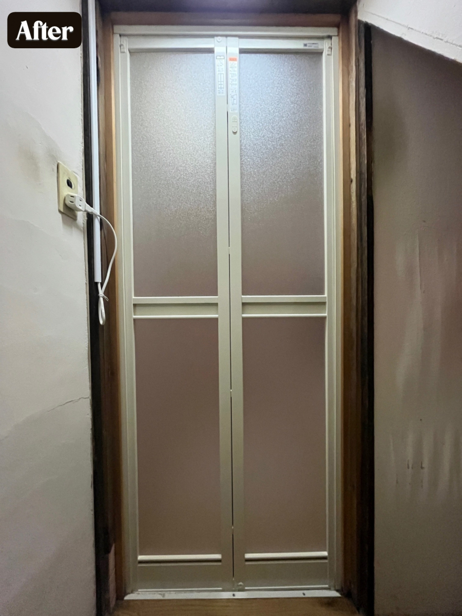 窓お助け隊ホリカワの【名古屋市守山区】浴室の扉が壊れて閉まりません。の施工後の写真1