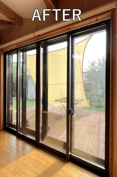 窓お助け隊ホリカワの【名古屋市守山区】リビングの大きな窓3ヶ所に内窓設置。の施工後の写真1