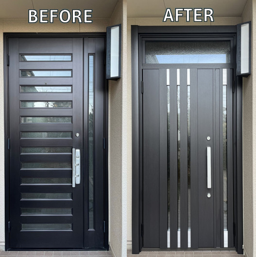 窓お助け隊ホリカワの【名古屋市緑区】玄関ドアの歪みを解消し、隙間風を防ぐ断熱玄関ドアリフォーム施工事例写真1