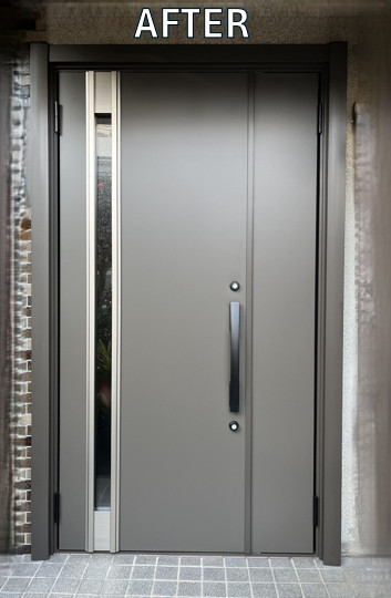 窓お助け隊ホリカワの【名古屋市中村区】玄関ドアが閉まらない不具合を解消！リシェント玄関ドア3で快適リフォームの施工後の写真1
