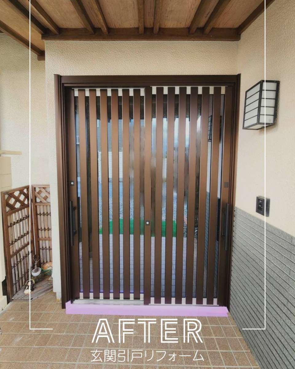 ユーライフの毎日の出入りがもっと快適に😊使いやすさと美しさを両立させた玄関引戸リフォームですの施工後の写真1