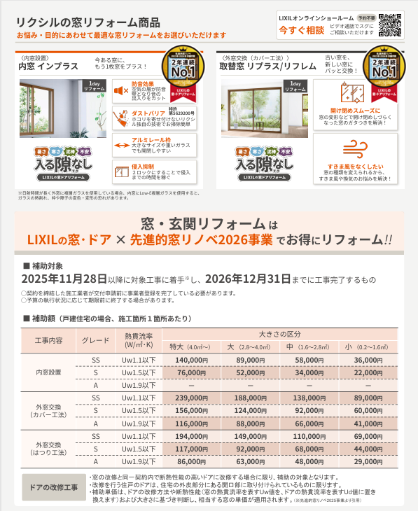先進的窓リノベ2026事業の補助額が決定しました! 戸田建商 世田谷のイベントキャンペーン 写真2