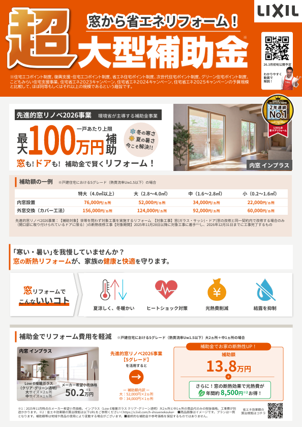 先進的窓リノベ2026事業の補助額が決定しました! 戸田建商 世田谷のイベントキャンペーン 写真1