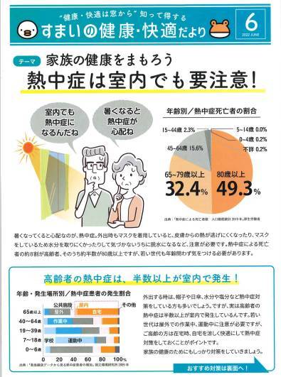 家族の健康を守ろう。熱中症は室内でも要注意『すまいの健康・快適だより6月号』 北摂トーヨー住器のブログ 写真1