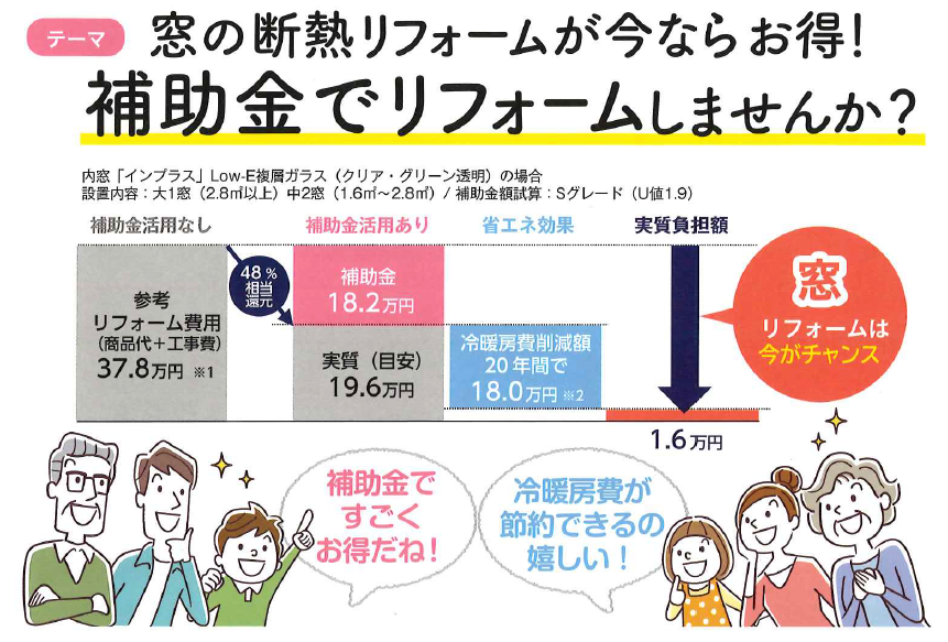 窓の断熱リフォームが今ならお得！ 補助金でリフォームしませんか？ 北摂トーヨー住器のブログ 写真1