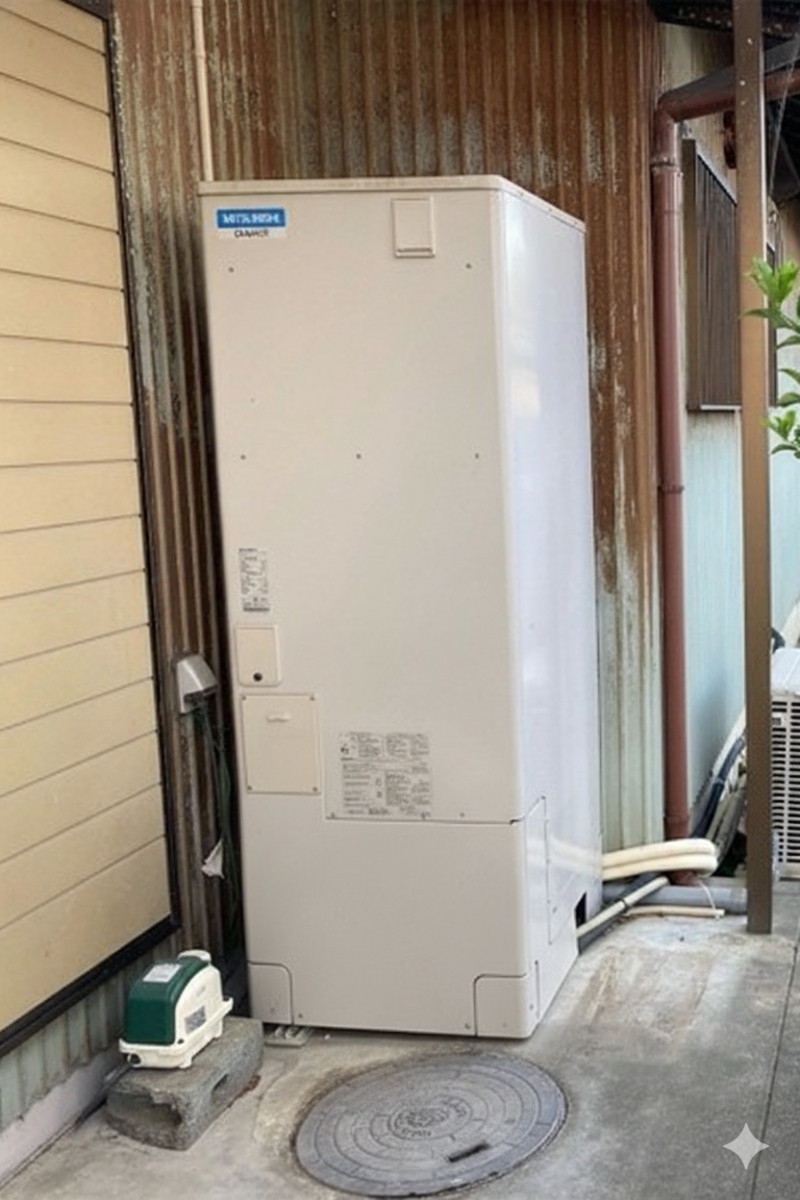 秀和の冬の故障前に。長年使ったエコキュートを交換の施工前の写真1