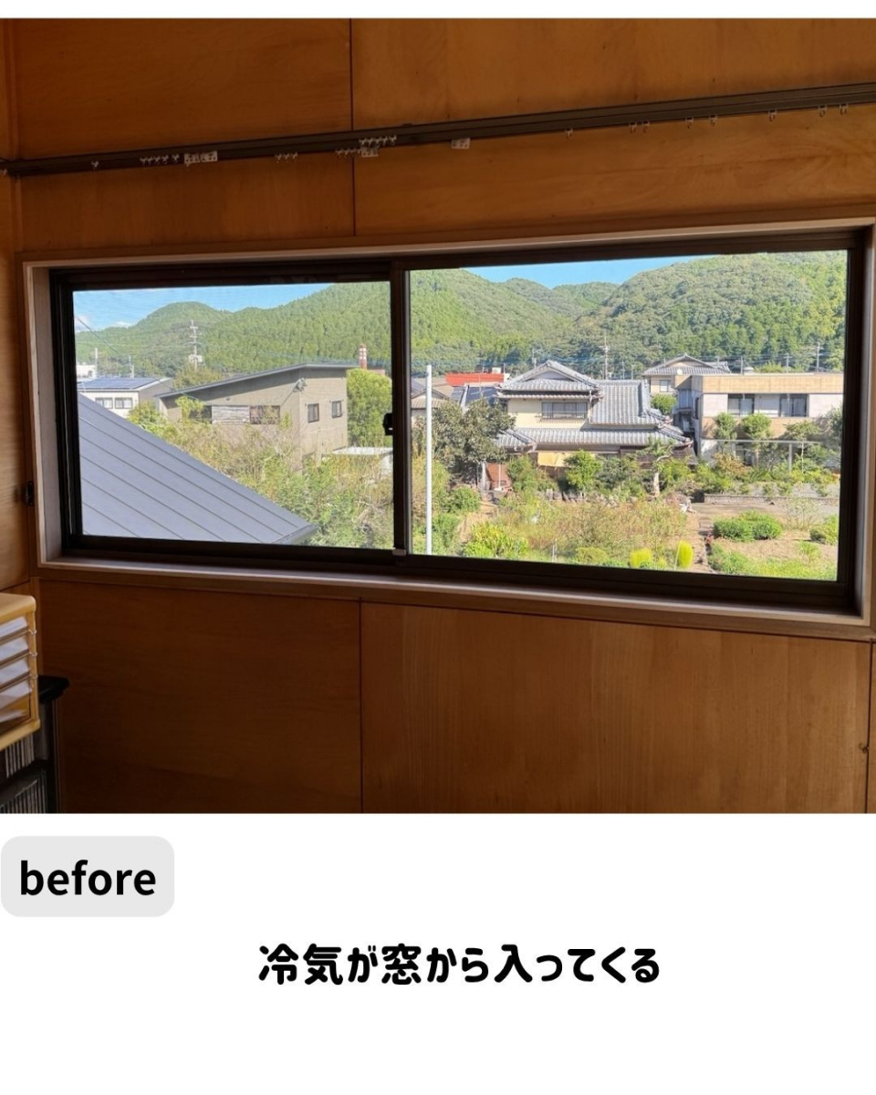 長崎サッシ工業の寝室の寒さが解決!内窓(インプラス)設置工事の施工前の写真2