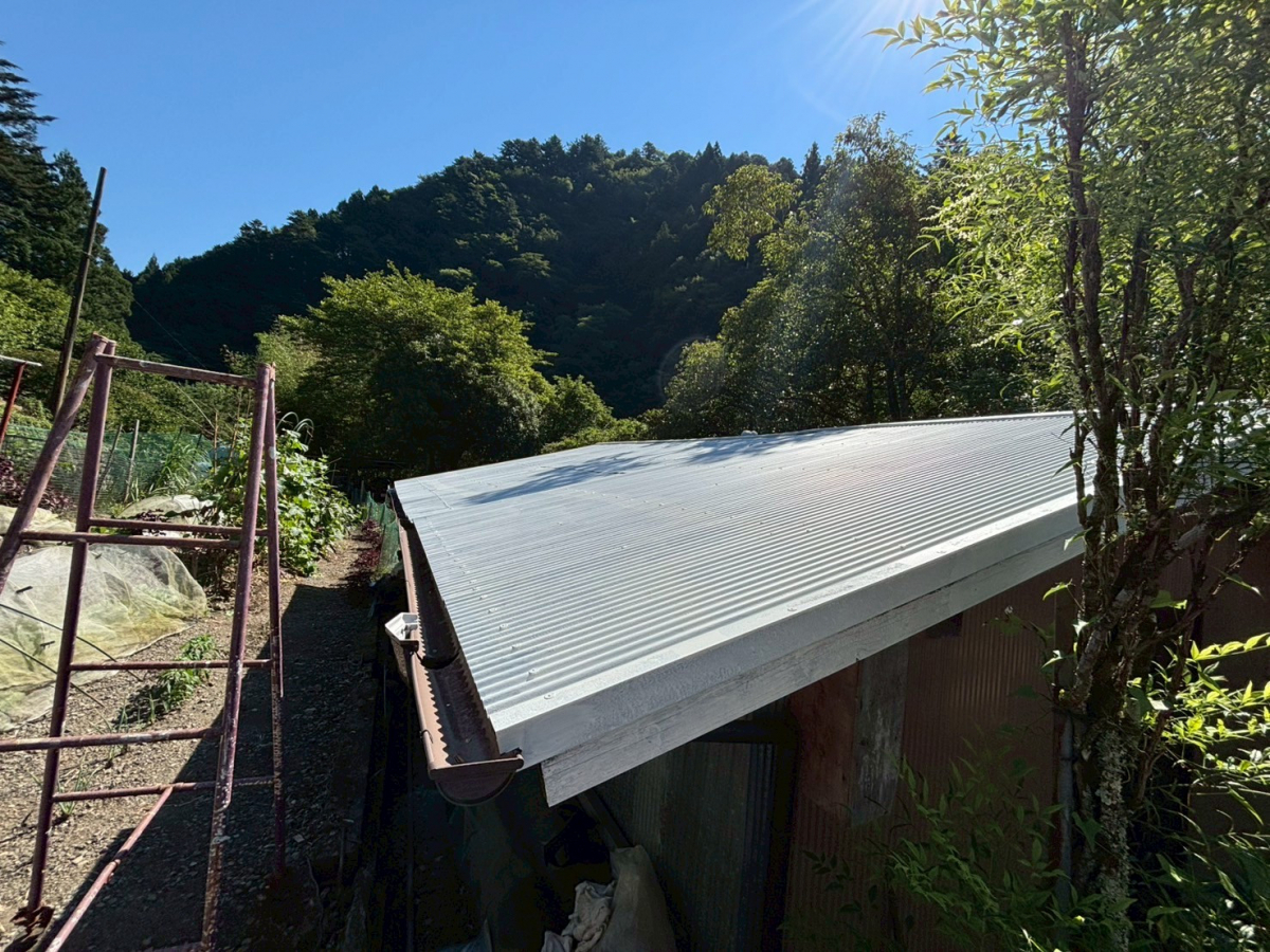 松井トーヨー住建の倉庫のトタン屋根を塗装しました(^^♪の施工前の写真3