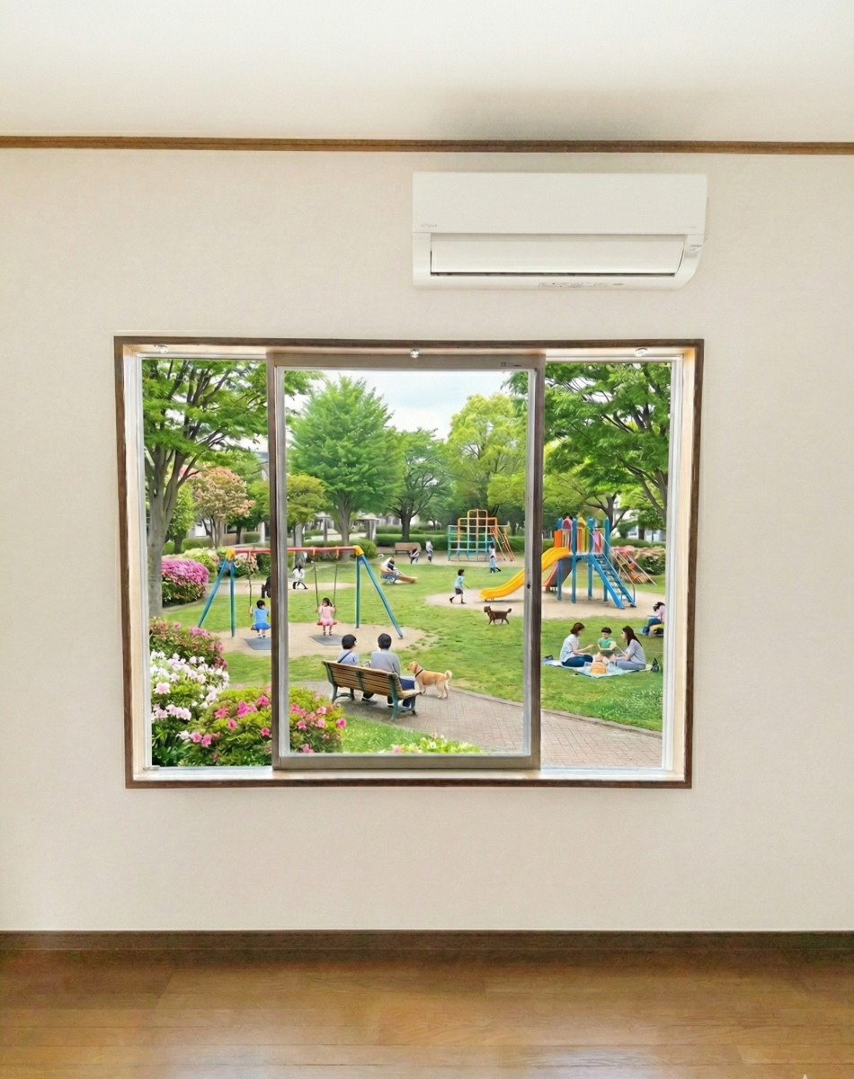 リフォームおたすけDIYの公園の騒音撃退💥内窓でテレワークの集中力を取り戻せ！防音＆断熱の二刀流で静寂を手に入れる🏠の施工前の写真1