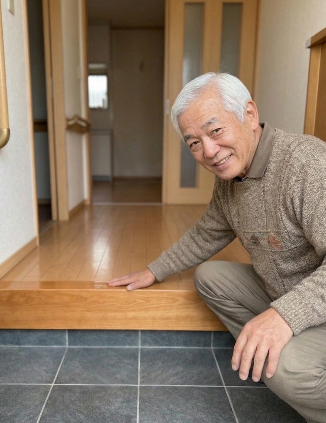 リフォームおたすけDIYの【番外編】冷蔵庫をぶつけた！玄関の凹み傷を「張り替えず」に消し去る驚愕のリペア術とは？✨のお客さまの声の写真1