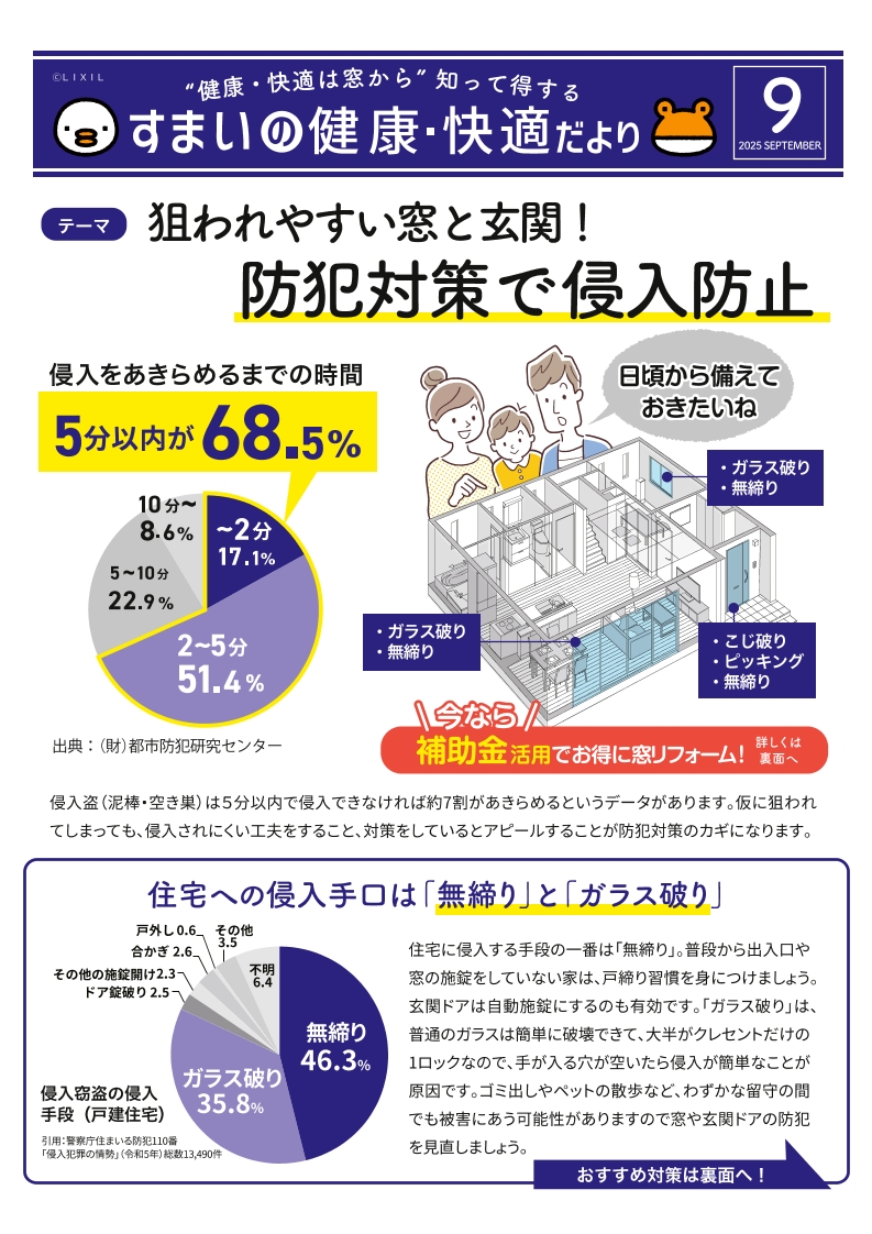 狙われやすい窓と玄関! 防犯対策で侵入防止 コンフォームウチダのイベントキャンペーン 写真1