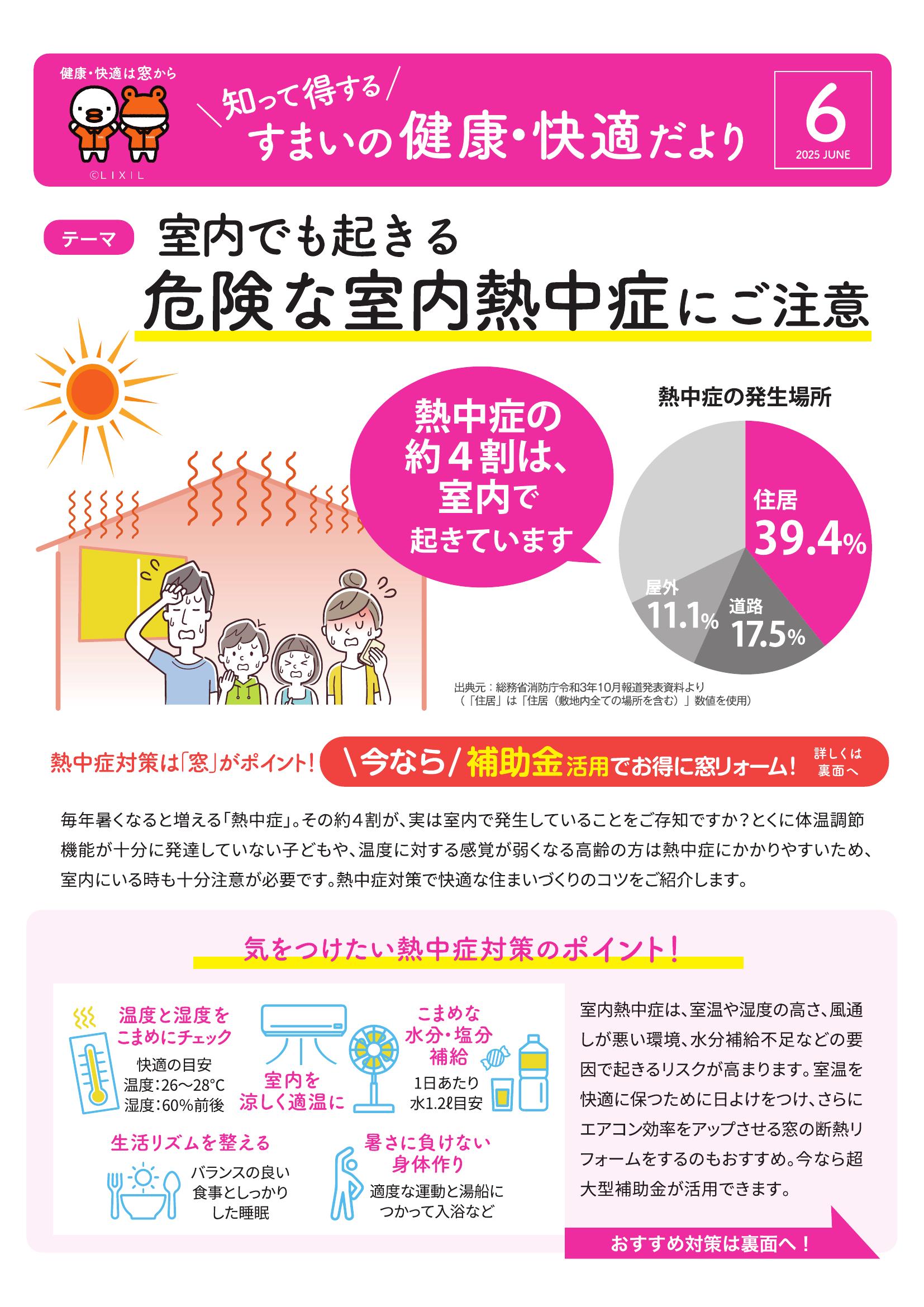 室内でも起きる危険な室内熱中症にご注意!! コンフォームウチダのイベントキャンペーン 写真1