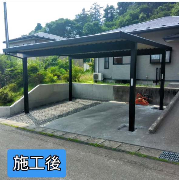 テイエストーヨー住器の【一関市】雨、風、雪に強いカーポートの施工後の写真2