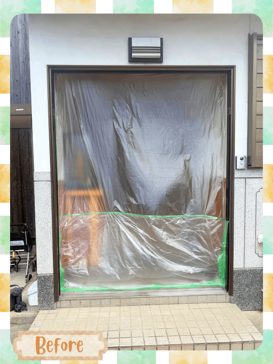 播州トーヨー住器 中播支店の🏠朝来市🏠和風のお家にもピッタリ!古い玄関引戸が1日で快適に✨の施工前の写真2