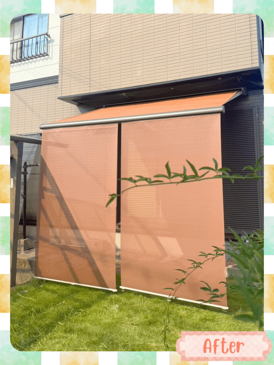 播州トーヨー住器 中播支店の🏠神崎郡🏠古くなった日除けを一新✨オーニング彩風CR型電動タイプ施工事例の施工後の写真1