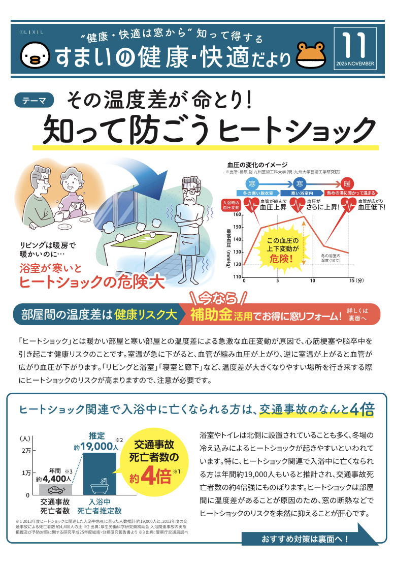 LIXILより発行されている、すまいの健康・快適だより11月号です。 あおきリフォームのイベントキャンペーン 写真1