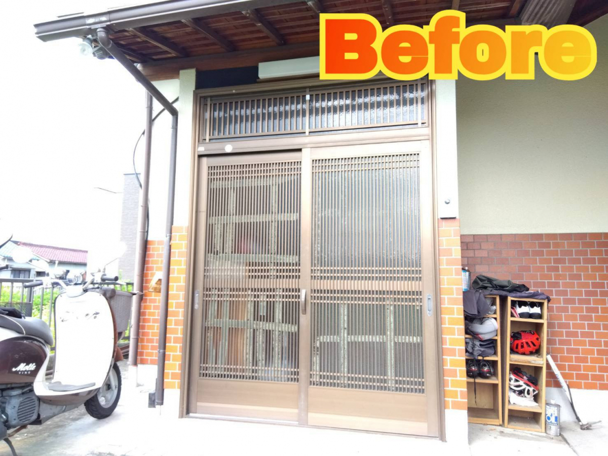 サッシセンターフジイ 名古屋西店の玄関引戸の交換をしましたの施工前の写真1