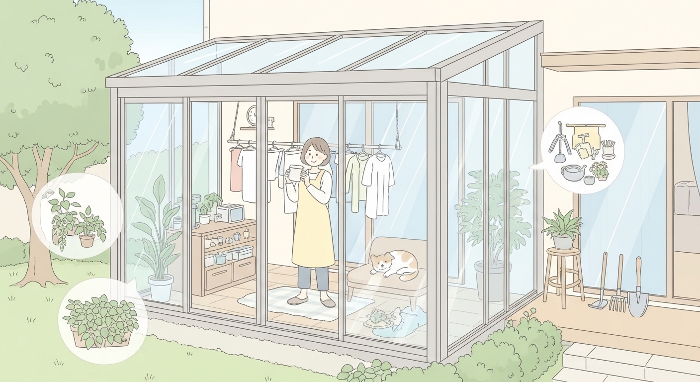 商品紹介｜花粉シーズンの洗濯対策に！テラス囲いサニージュの魅力👀✨ 鳥飼トーヨー住器のブログ 写真1