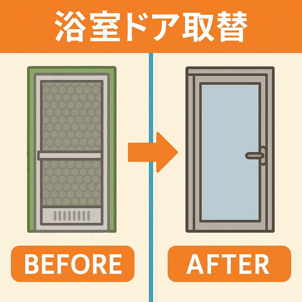 服部硝子店の【四日市市】浴室ドア取替工事を行いました|服部硝子店の施工事例詳細写真1