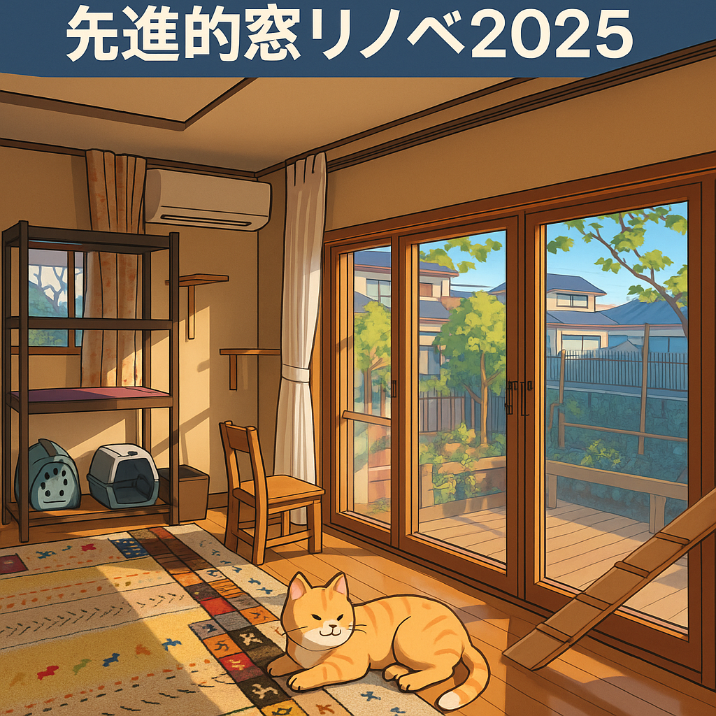 服部硝子店の【四日市市】中窓＆掃き出し窓に内窓インプラス設置｜補助金を活用して“猫ちゃんにも快適な空間”への施工事例詳細写真1