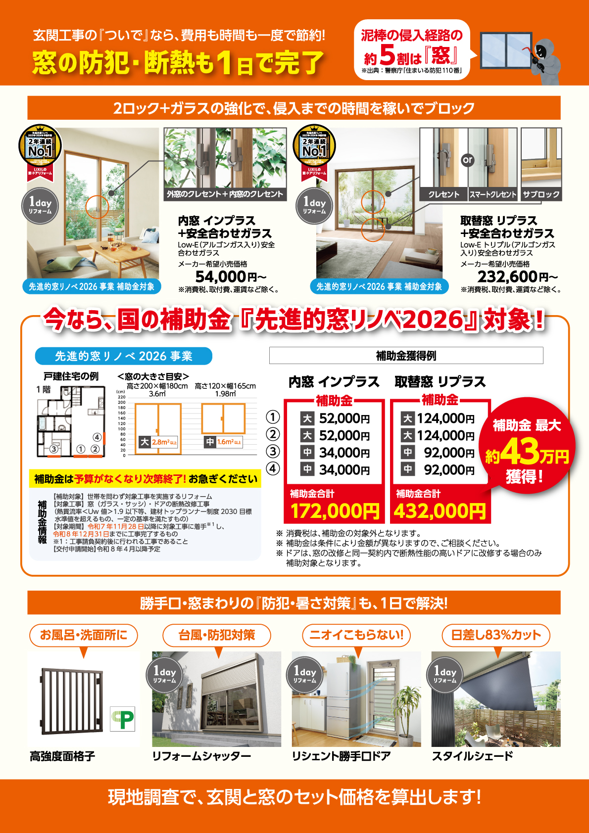 「TVCM放映中！【補助⾦対象】たった1⽇で⽞関‧窓の防犯リ フォームが完了します！」 マド・デ・リフォームのブログ 写真2