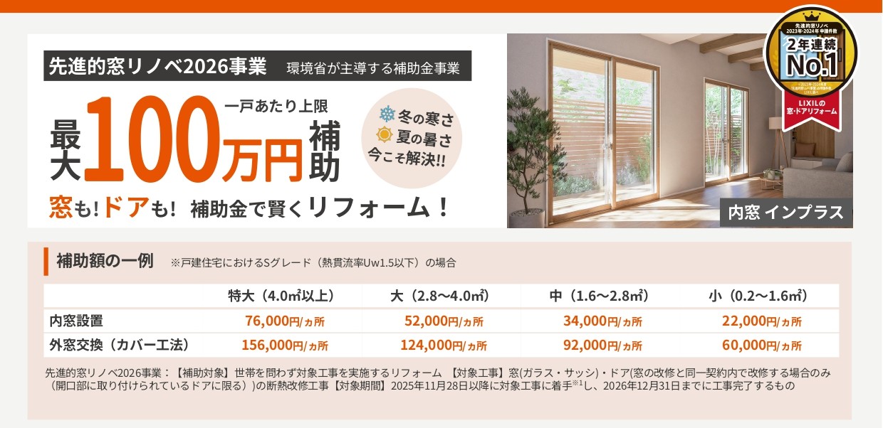 【補助金】【先進的窓リノベ2026事業】去年までとの違いは？ KENSUKEのイベントキャンペーン 写真3