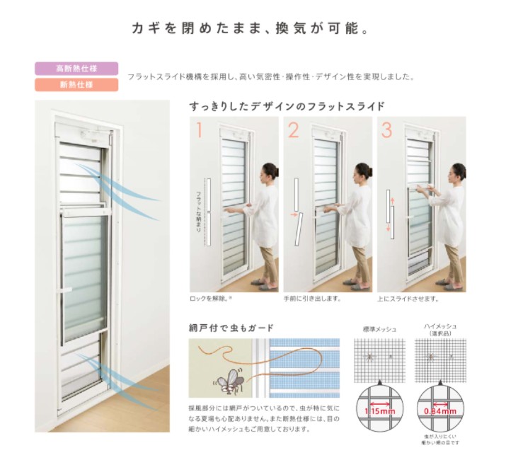 服部興業の閉めたまま風を取り込む勝手口へ(*ﾉ∀`*)彡の施工事例詳細写真2