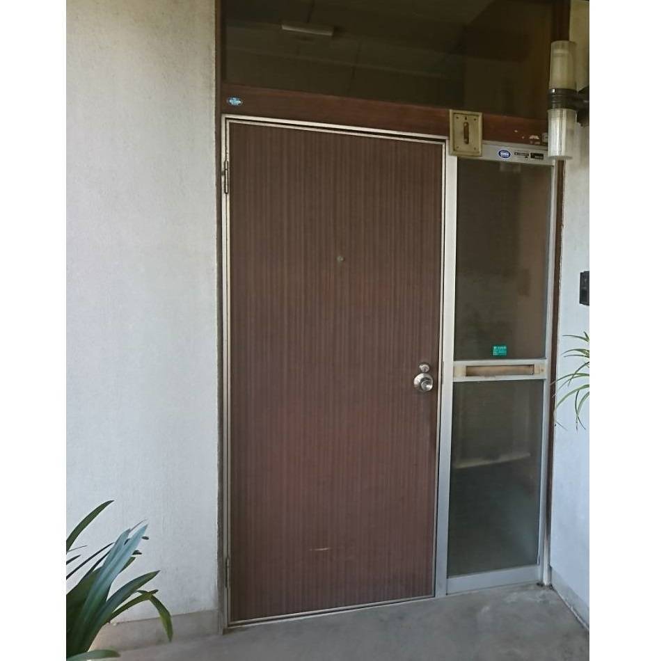 窓工房テラムラの扉の薄い玄関ドアを重厚感のある流行りの玄関ドアにしたいの施工前の写真1