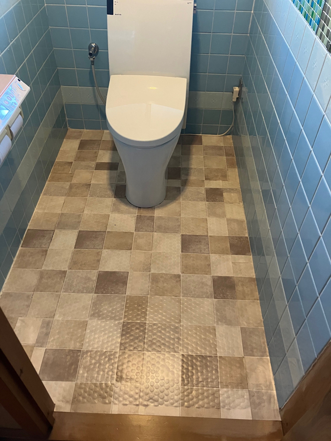 森田建材のトイレの床をはがさずきれいにの施工前の写真1