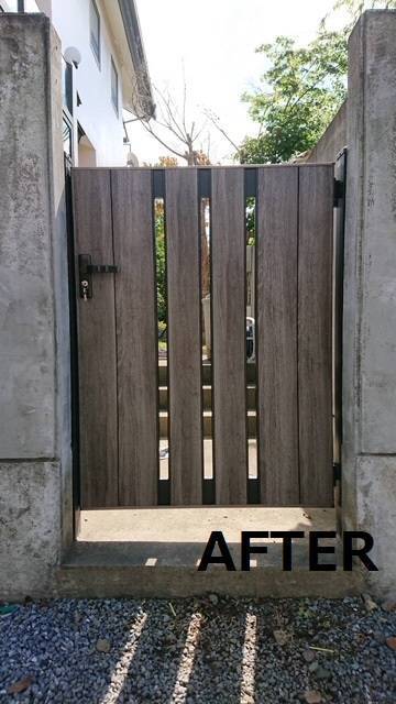 FBT新白河店の古くなった門扉の本体交換の施工後の写真1