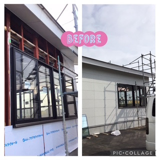 FBT新白河店のスタイルシェード取付工事の施工前の写真1