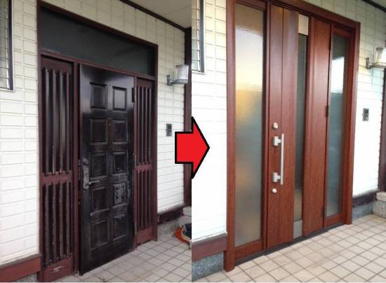 共栄アルミトーヨー住器の使用歴40年の玄関ドアが1日で新品に様変わり施工事例写真1