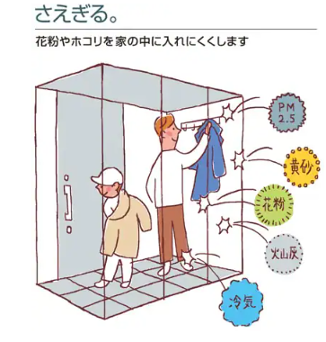 ヒロトーヨー住器の【むつ市】動線に合わせて出入りができる風除室の施工事例詳細写真1