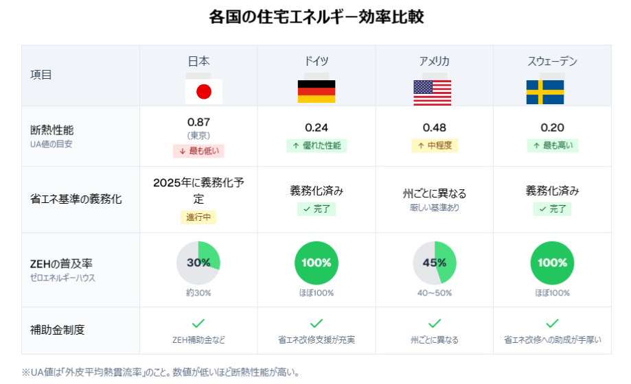 日本の住宅省エネは遅れている??欧米との比較で見える課題と今後の対策 トータスエステートのブログ 写真2