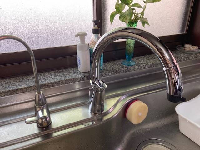 トータスエステートのキッチン水栓交換　タッチレス水栓　ナビッシュ　乾電池式　安佐北区　リフォームの施工後の写真1