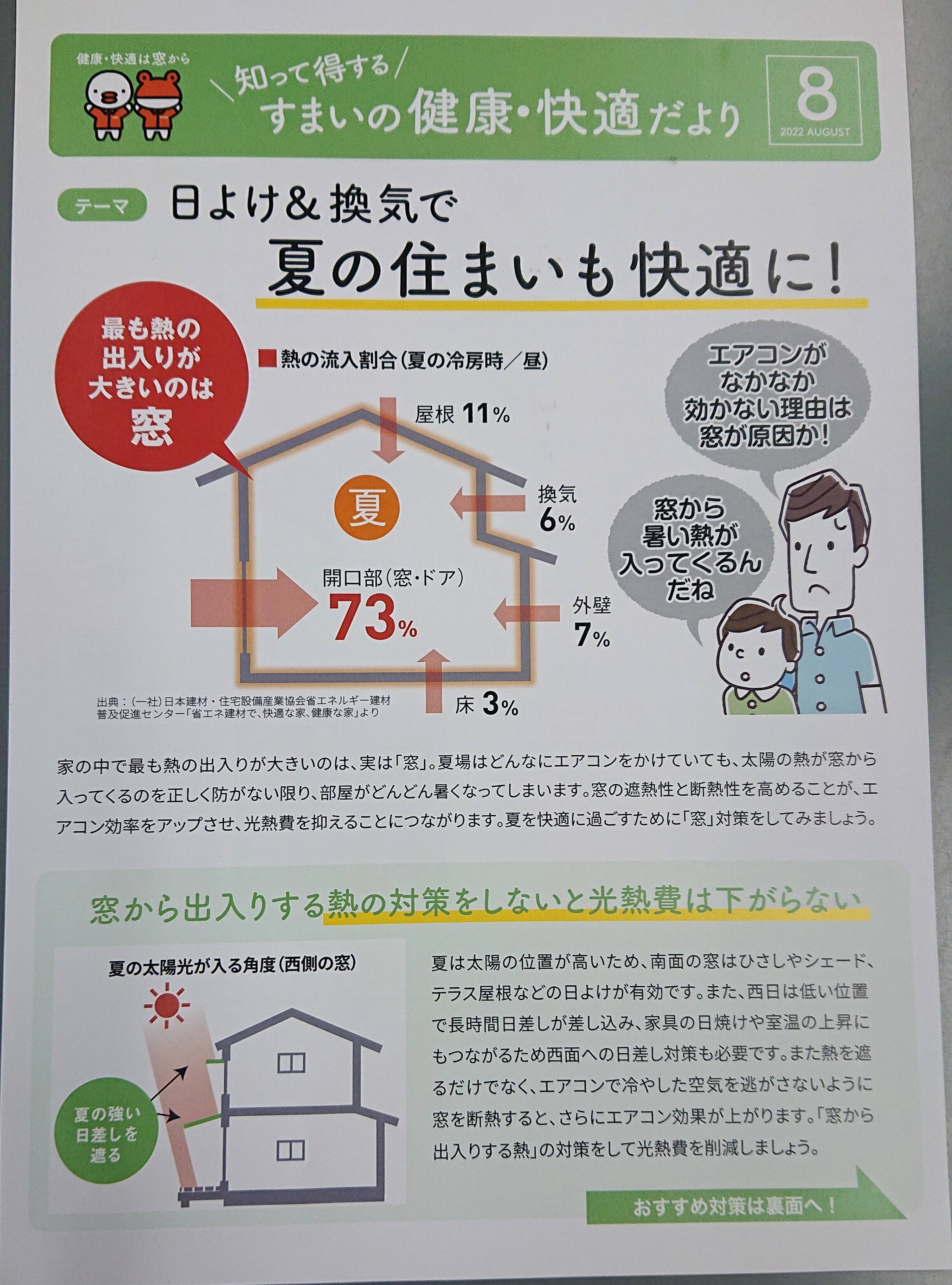 ”知って得する”すまいの健康・快適だより　8月号 中嶋トーヨー住器のブログ 写真1