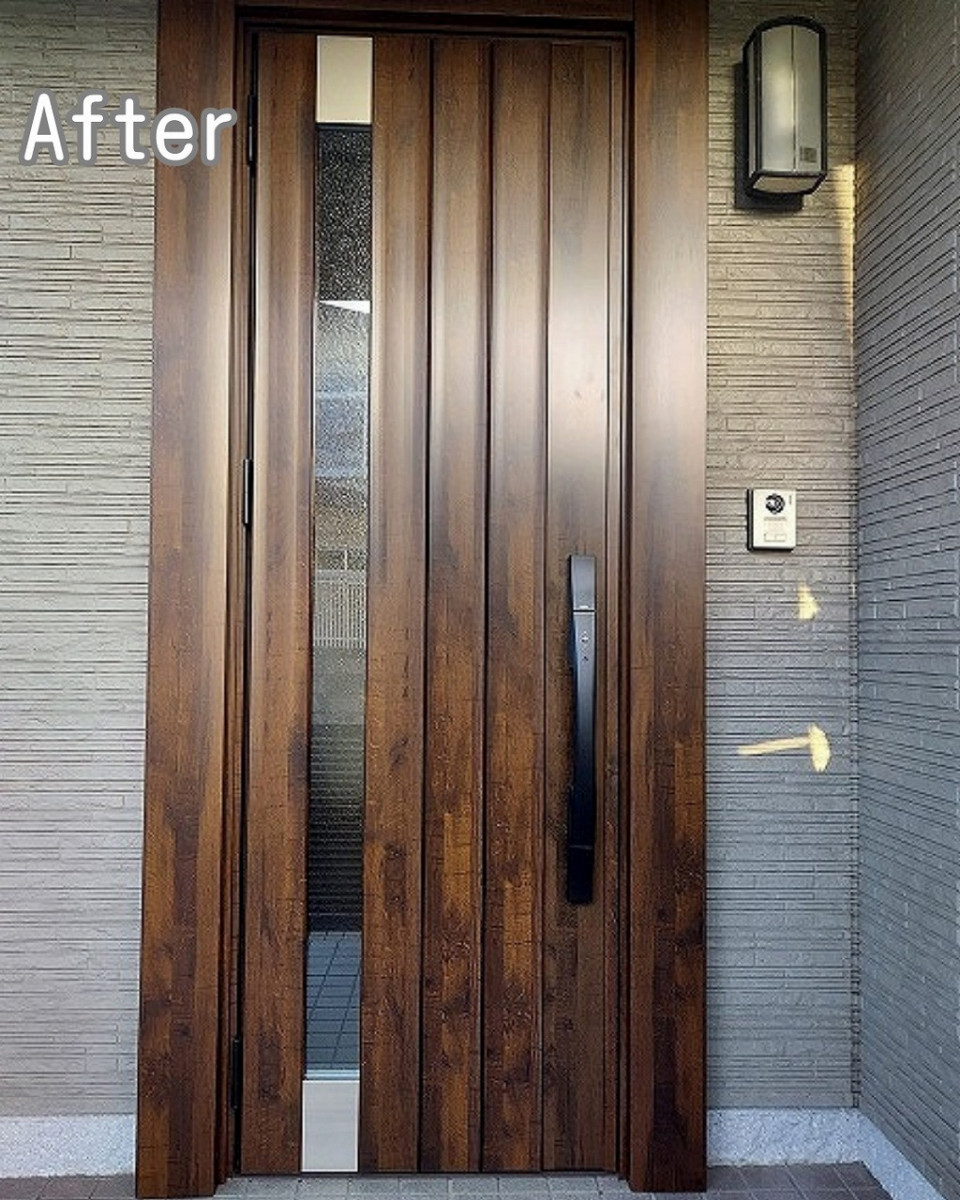 FGネクストの福山市の玄関交換事例｜西日で熱くなるドアをLIXILリシェントでスッキリ解消の施工後の写真1