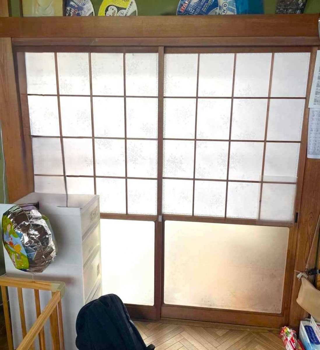 ホテイヤトーヨー住器の【益子町】≪補助金対象商品≫内窓で解決!寒い!和障子 子供に危ない!建具のガラスの施工前の写真1